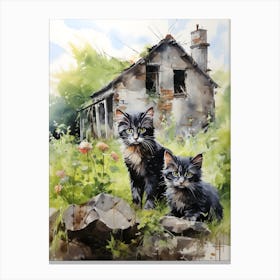 Irish Cats in Watercolor 2 Canvas Print