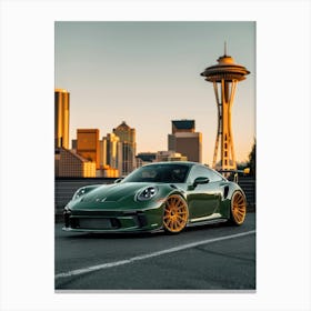 Green Porsche 911 Gts Canvas Print