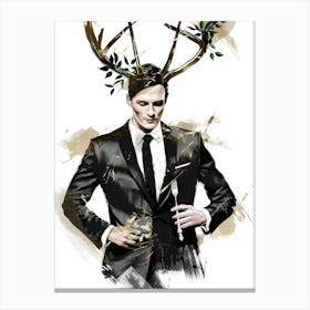 Man With Deer Antlers Canvas Print
