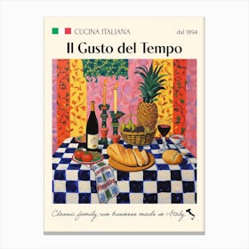 Il Gusto Del Tempo Trattoria Italian Poster Food Kitchen Canvas Print