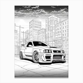 Subaru Imprezza Wrx Sti City Drawing 2 Canvas Print