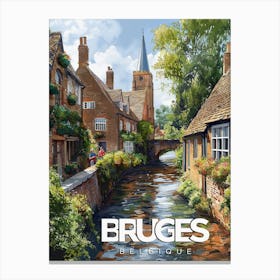 Vintage Travel Bruges Poster Canvas Print