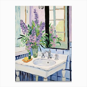 Bathroom Vanity Painting With A Lavender Bouquet 4 Canvas Print