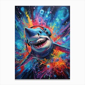  A Dj Shark Vibrant Paint Splash 1 Canvas Print