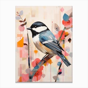 Bird Painting Collage Carolina Chickadee 2 Canvas Print