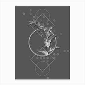 Vintage Solomon's Seal Botanical with Line Motif and Dot Pattern in Ghost Gray n.0200 Canvas Print