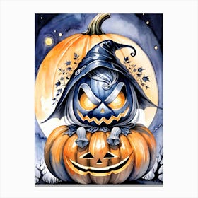 Cute Jack O Lantern Halloween Painting (17) Canvas Print