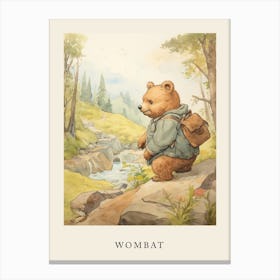 Beatrix Potter Inspired  Animal Watercolour Wombat 2 Canvas Print