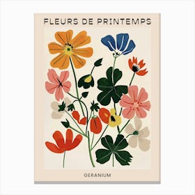 Spring Floral French Poster  Geranium 3 Canvas Print