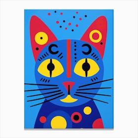 Cat On A Blue Background Canvas Print