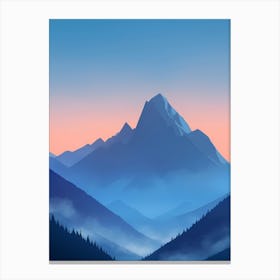 Misty Mountains Vertical Composition In Blue Tone 202 Canvas Print