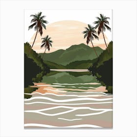 Tropical Landscape With Palm Trees 2 Canvas Print