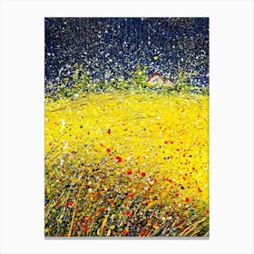 Yellow Field At Night Canvas Print