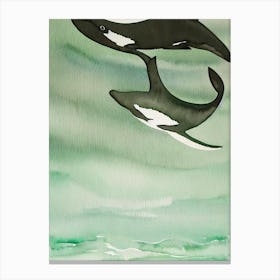 Orca (Killer Whale) Storybook Watercolour Canvas Print