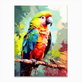 Bright Digital Watercolour Parrot 2 Canvas Print
