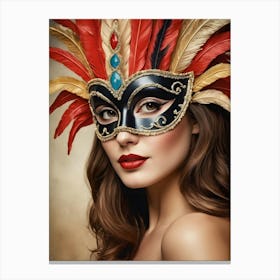 A Woman In A Carnival Mask (17) Canvas Print