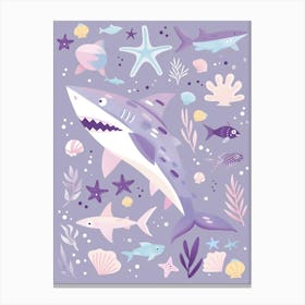 Purple Bamboo Shark Illustration 1 Canvas Print