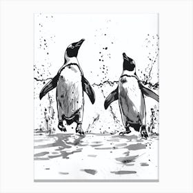 Emperor Penguin Chasing Each Other 4 Canvas Print