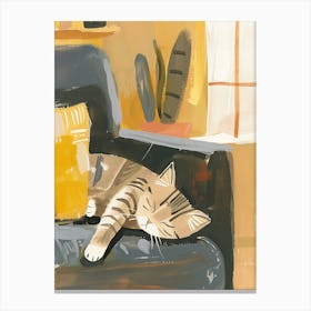 Cat Sleeping On Couch 1 Canvas Print