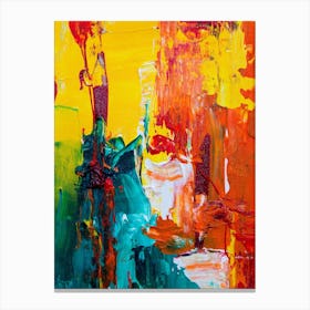 Abstract Painting, Acrylic, Red Color Canvas Print