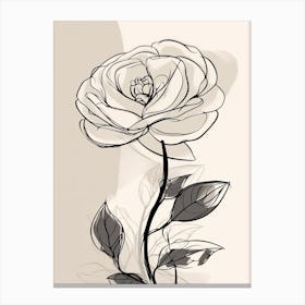 Line Art Roses Flowers Illustration Neutral 18 Canvas Print