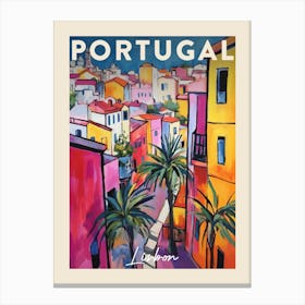 Lisbon Portugal 7 Fauvist Painting  Travel Poster Canvas Print