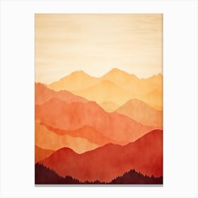 Watercolor Mountain Landscape Canvas Print