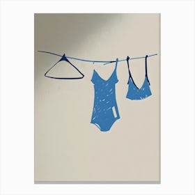 Blue Clothes Hanging On A Line Canvas Print