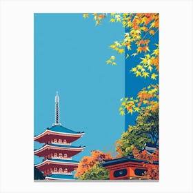 Shitenno Ji Temple Osaka 3 Colourful Illustration Canvas Print