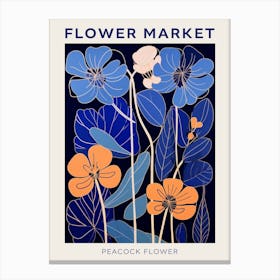 Blue Flower Market Poster Peacock Flower Market Poster 2 Canvas Print