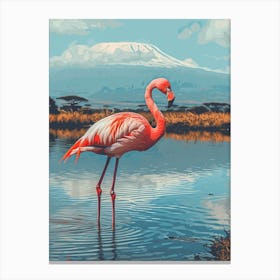 Greater Flamingo African Rift Valley Tanzania Tropical Illustration 5 Canvas Print