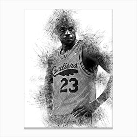 Lebron James Cavaliers Sketch Canvas Print