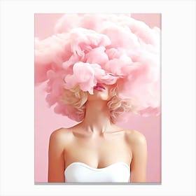 Girl and pink cloud Canvas Print