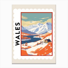 Retro Winter Stamp Poster Snowdonia United Kingdom 1 Canvas Print