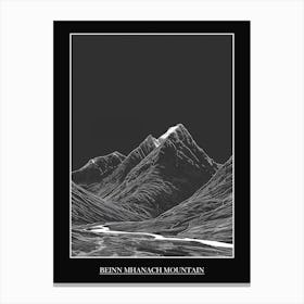 Beinn Mhanach Mountain Line Drawing 2 Poster Canvas Print