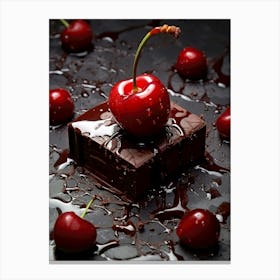 Chocolate Cherry sweet food Canvas Print