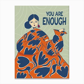 Abstract flower woman You are enough, Positive affirmations, Self love Canvas Print