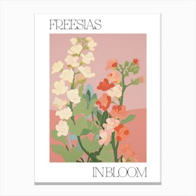 Freesias In Bloom Flowers Bold Illustration 3 Canvas Print
