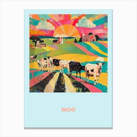 Moo Rainbow Cow Print 2 Canvas Print