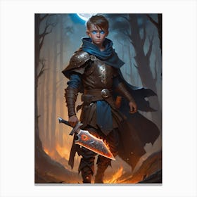 Boy Warrior with knife of fire. Leonardo Lionhart Canvas Print