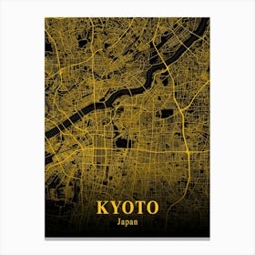 Kyoto Gold City Map 1 Canvas Print