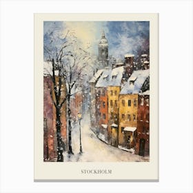 Vintage Winter Painting Poster Stockholm Sweden Canvas Print