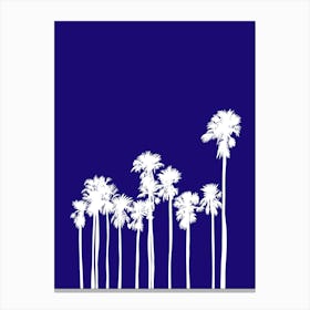 Palm Trees On A Blue Background Canvas Print