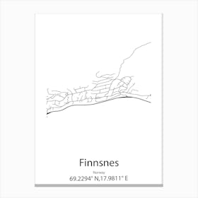 Finnsnes,Norway Minimalist Map Canvas Print