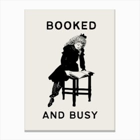 Booked and Busy | Vintage Retro Reading Bookish Canvas Print