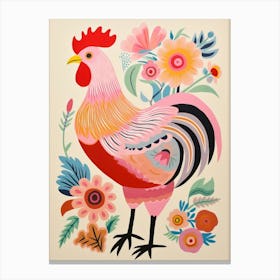 Pink Scandi Chicken 5 Canvas Print