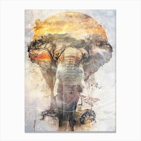 Poster Elephant African Animal Illustration Art 03 Canvas Print