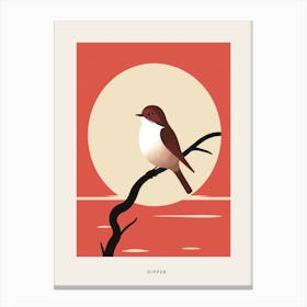 Minimalist Dipper 3 Bird Poster Canvas Print
