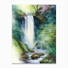 Fairy Glen Waterfall, United Kingdom Water Colour  (2) Canvas Print