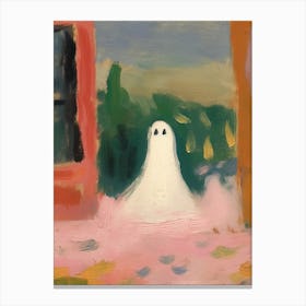 Open Window With A Ghost, Matisse Style, Spooky Halloween 4 Canvas Print
